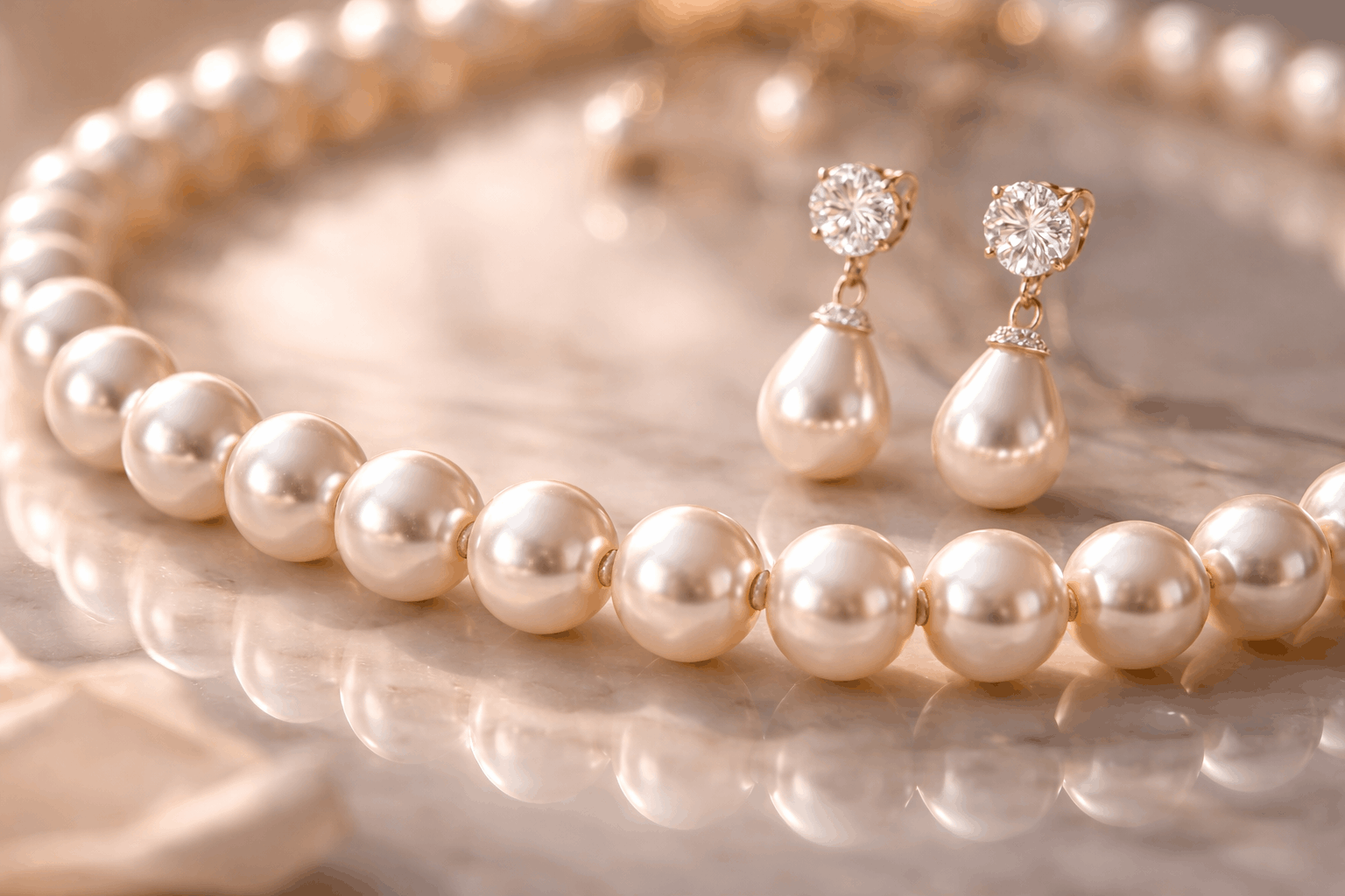 Perlenqualität im gesamten Brautschmuck-Set