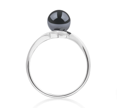 6-7mm AAA-Qualität Japanische Akoya Perlenringe in Daron Schwarz
