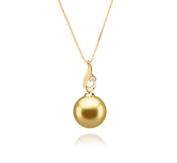 10-11mm AAA-Qualität Südsee Perlenanhänger in 'Darlene' - Ideal für Sie. Gold 10-11mm AAA-Qualität Südsee Perlenanhänger in 'Darlene' - Ideal für Sie. Gold