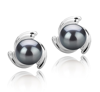 8-9mm AAA-Qualität Tahitisch Paar Ohrringe in Eva Schwarz 8-9mm AAA-Qualität Tahitisch Paar Ohrringe in Eva Schwarz