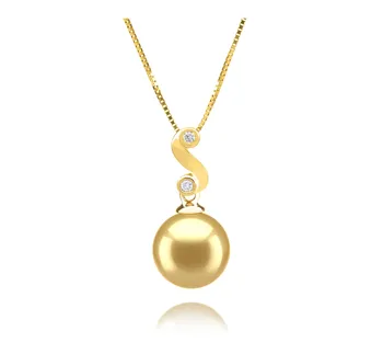 10-11mm AAA-Qualität Südsee Perlenanhänger in Gisela Gold