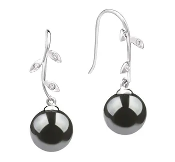 9-10mm AAA-Qualität Tahitisch Paar Ohrringe in Honora Schwarz 9-10mm AAA-Qualität Tahitisch Paar Ohrringe in Honora Schwarz