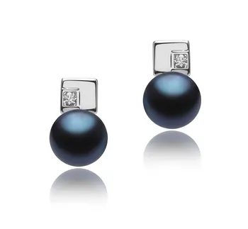 8-9mm AAA-Qualität Süßwasser Paar Ohrringe in Lolly Schwarz 8-9mm AAA-Qualität Süßwasser Paar Ohrringe in Lolly Schwarz