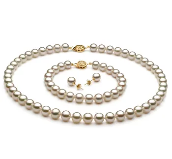 7.5-8mm AAA-Qualität Japanische Akoya Perlen Set in Weiß