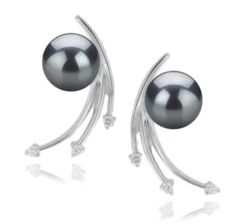 6-7mm AA-Qualität Japanische Akoya Paar Ohrringe in Rosie Schwarz 6-7mm AA-Qualität Japanische Akoya Paar Ohrringe in Rosie Schwarz